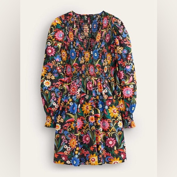 NWT! ✨ Boden Smocked Bodice Mini Dress Sz 10L - Picture 5 of 8